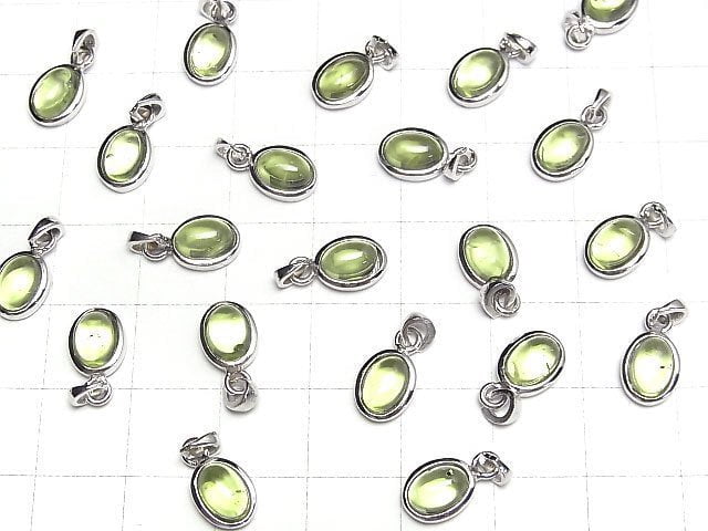 [Video]High Quality Peridot AAA Oval Pendant 8.5x6.5x4mm Silver925 1pc