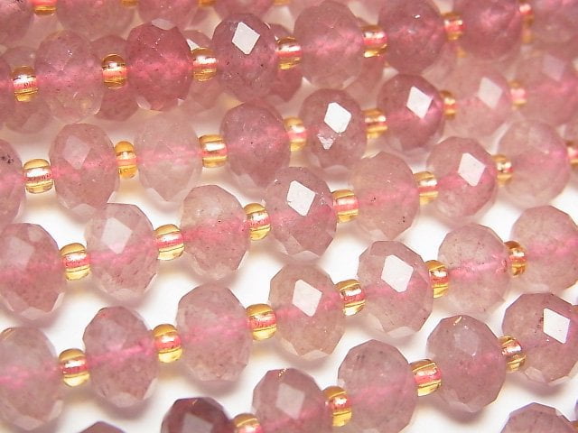 [Video]High Quality! Pink Epidote AA++ Faceted Button Rondelle 8x8x5mm half or 1strand beads (aprx.14inch/35cm)