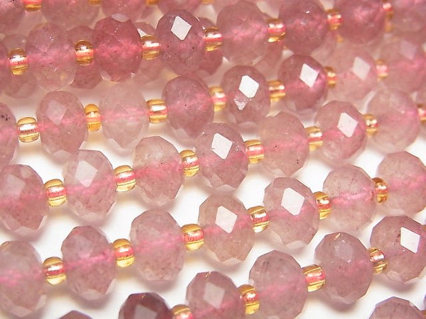 [Video]High Quality! Pink Epidote AA++ Faceted Button Roundel 8x8x5mm half or 1strand beads (aprx.14inch/35cm)