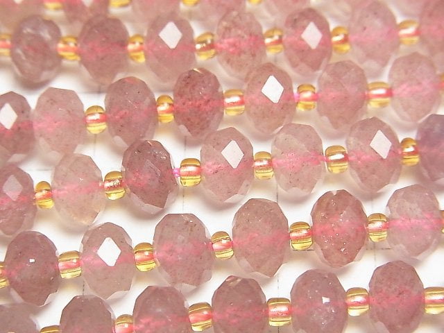 [Video]High Quality! Pink Epidote AA++ Faceted Button Rondelle 8x8x5mm half or 1strand beads (aprx.14inch/35cm)