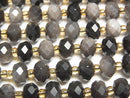 [Video]High Quality! Silver Obsidian AAA Faceted Button Rondelle 8x8x5mm 1strand beads (aprx.14inch/35cm)