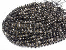 [Video]High Quality! Silver Obsidian AAA Faceted Button Rondelle 8x8x5mm 1strand beads (aprx.14inch/35cm)