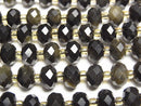 [Video]High Quality! Golden Obsidian AAA Faceted Button Rondelle 8x8x5mm 1strand beads (aprx.14inch/35cm)