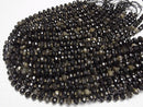 [Video]High Quality! Golden Obsidian AAA Faceted Button Rondelle 8x8x5mm 1strand beads (aprx.14inch/35cm)