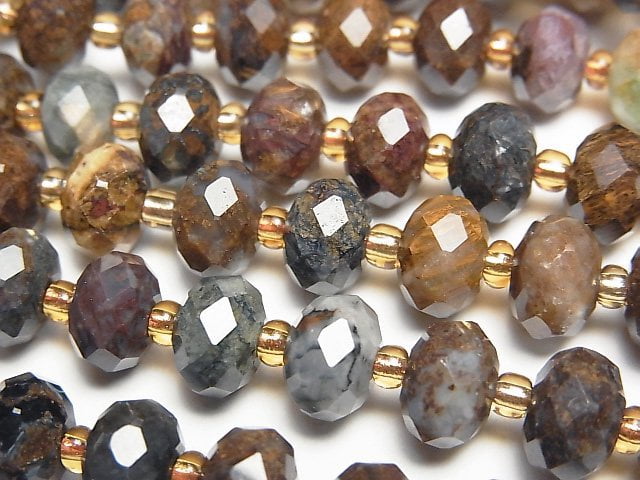 [Video]High Quality! Pietersite AA++ Faceted Button Rondelle 8x8x5mm half or 1strand beads (aprx.14inch/35cm)