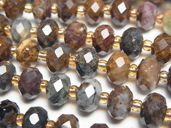 [Video]High Quality! Pietersite AA++ Faceted Button Roundel 8x8x5mm half or 1strand beads (aprx.14inch/35cm)