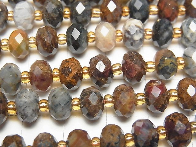 [Video]High Quality! Pietersite AA++ Faceted Button Rondelle 8x8x5mm half or 1strand beads (aprx.14inch/35cm)