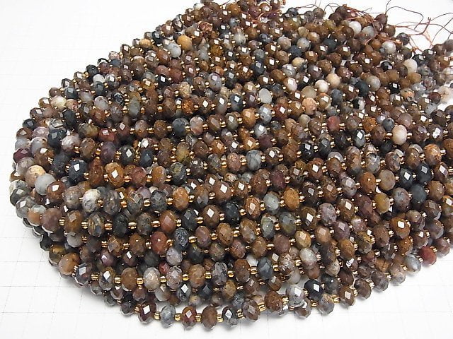 [Video]High Quality! Pietersite AA++ Faceted Button Rondelle 8x8x5mm half or 1strand beads (aprx.14inch/35cm)