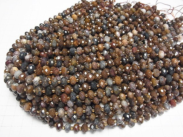 [Video]High Quality! Pietersite AA++ Faceted Button Roundel 8x8x5mm half or 1strand beads (aprx.14inch/35cm)