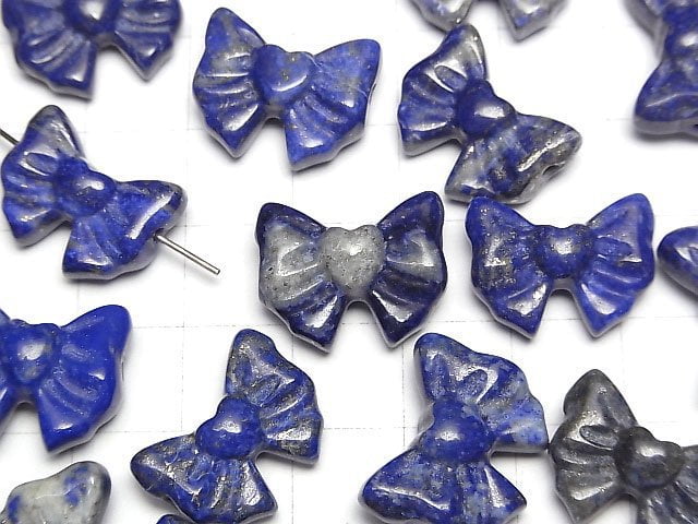 [Video]Lapislazuli AA+ Ribbon motif 14x18mm [Horizontal hole] 2pcs