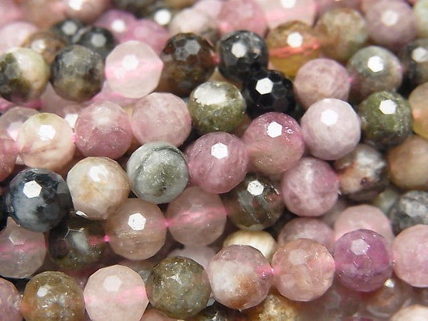 [Video]High Quality! Multi-color Tourmaline AA 128Faceted Round 6mm 1strand beads (aprx.15inch/37cm)