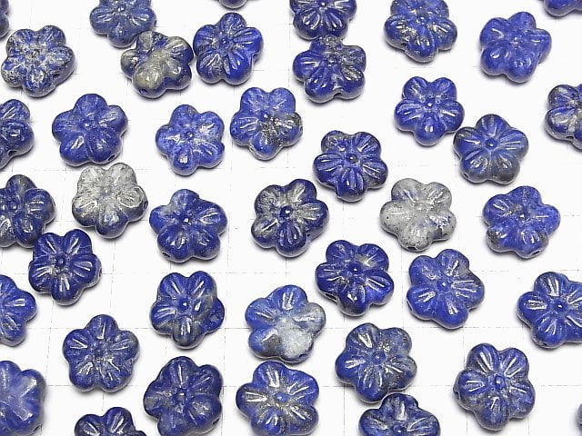 [Video]Lapislazuli AA+ Flower Motif 14mm [Drilled Hole] 2pcs