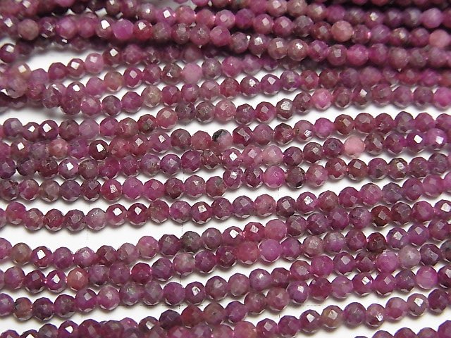 [Video]High Quality! Indian Ruby AA+ Faceted Round 2.5mm 1strand beads (aprx.15inch/37cm)