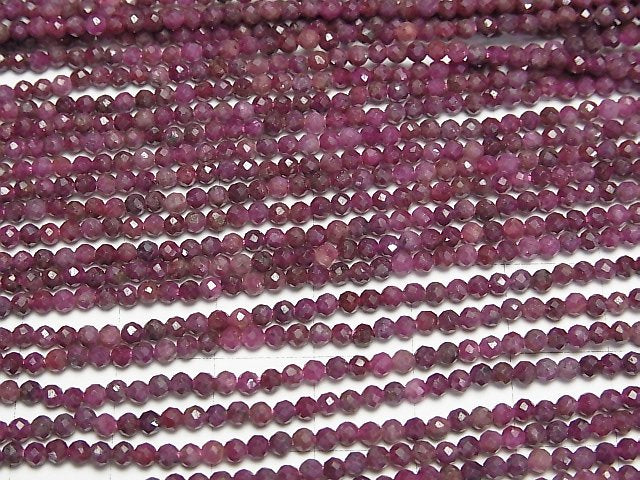 [Video]High Quality! Indian Ruby AA+ Faceted Round 2.5mm 1strand beads (aprx.15inch/37cm)