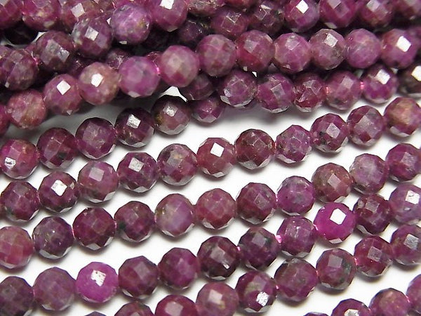 [Video]High Quality! Indian Ruby AA+ Faceted Round 4mm half or 1strand beads (aprx.15inch/37cm)