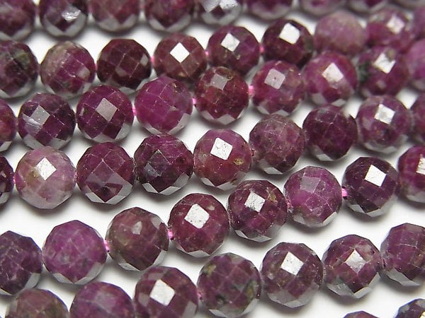 [Video]High Quality! Indian Ruby AA+ 64 Faceted Round 6mm half or 1 strand beads (aprx.15inch/37cm)