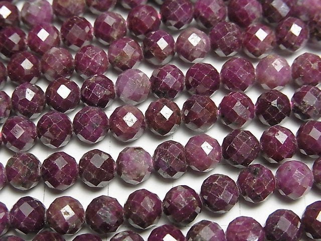 [Video]High Quality! Indian Ruby AA+ 64 Faceted Round 6mm half or 1 strand beads (aprx.15inch/37cm)