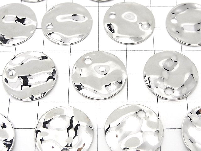 Metal parts Coin Hammered pattern charm 20x20x1.5mm Silver color 3pcs