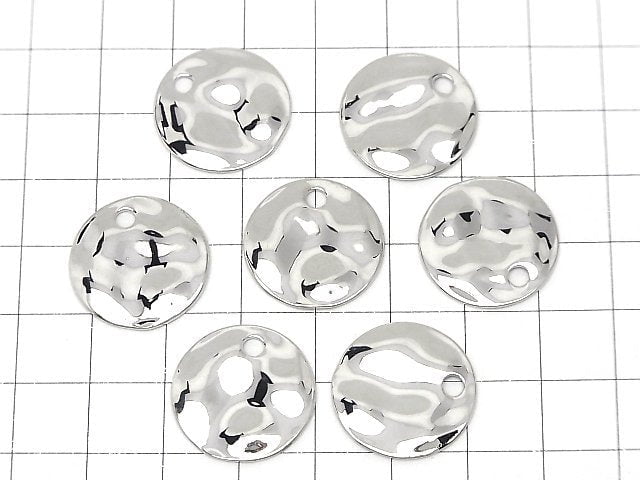 Metal parts Coin Hammered pattern charm 20x20x1.5mm Silver color 3pcs