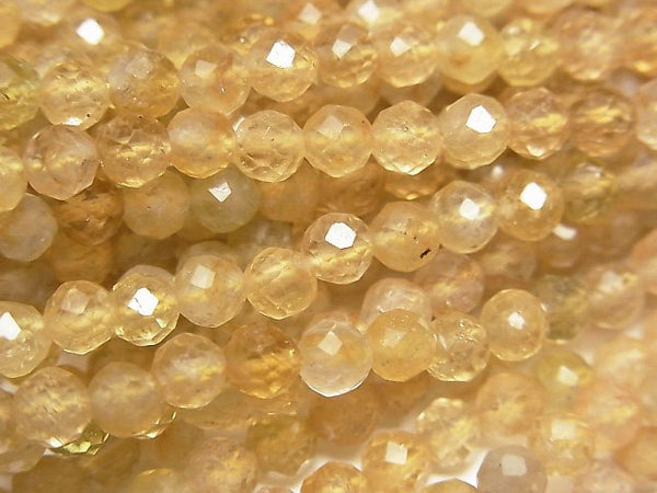 [Video]High Quality! Yellow Tourmaline AA++ Faceted Round 4mm half or 1strand beads (aprx.15inch/37cm)