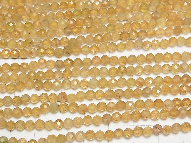 [Video]High Quality! Yellow Tourmaline AA++ Faceted Round 4mm half or 1strand beads (aprx.15inch/37cm)