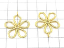 Metal parts flower motif charm 29x25mm gold color 2pcs