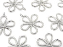 Metal parts Flower motif charm 29x25mm Silver color 2pcs