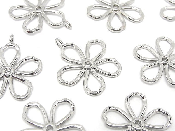 Metal parts Flower motif charm 29x25mm Silver color 2pcs