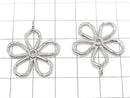 Metal parts Flower motif charm 29x25mm Silver color 2pcs