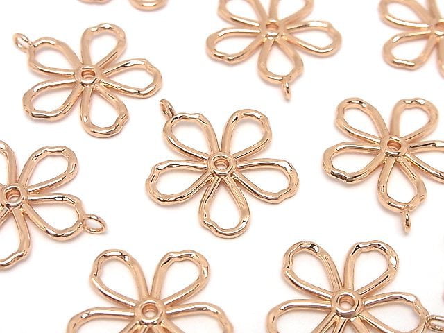 Metal parts Flower motif charm 29x25mm Pink gold color 2pcs