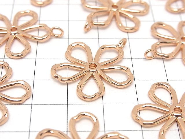 Metal parts Flower motif charm 29x25mm Pink gold color 2pcs