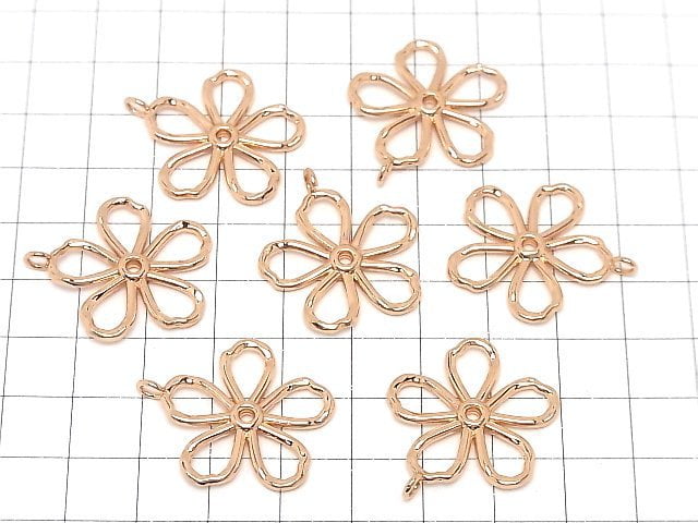 Metal parts Flower motif charm 29x25mm Pink gold color 2pcs