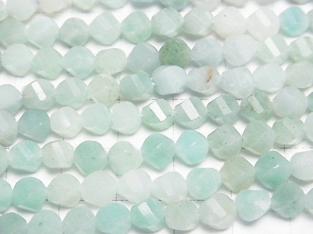 [Video]High Quality! Amazonite AA++ Twist x Multiple Facets 6x5x5mm 1strand beads (aprx.15inch/37cm)