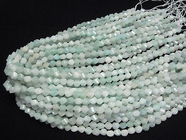 [Video]High Quality! Amazonite AA++ Twist x Multiple Facets 6x5x5mm 1strand beads (aprx.15inch/37cm)