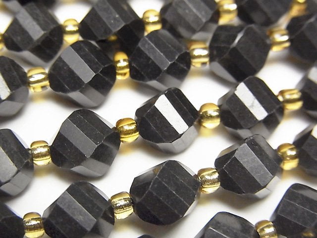 [Video]High Quality! Shungite AAA Twist x Multiple Facets 8x6.5x6.5mm 1strand beads (aprx.14inch/35cm)