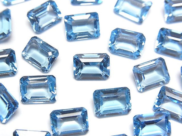 [Video]High Quality Swiss Blue Topaz AAA Loose stone Rectangle Faceted 8x6mm 2pcs