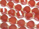 [Video]High Quality! Red Agate AAA Twist x Multiple Facets 7.5x6.5x6.5mm 1strand beads (aprx.15inch/36cm)