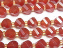 [Video]High Quality! Red Agate AAA Twist x Multiple Facets 7.5x6.5x6.5mm 1strand beads (aprx.15inch/36cm)