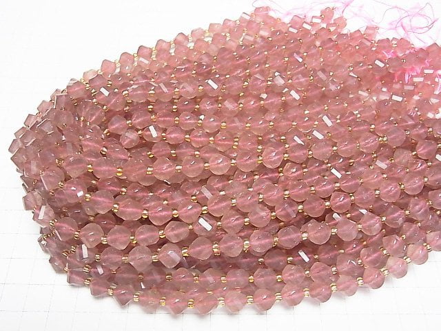 [Video]High Quality! Pink Epidote AA++ Twist x Multiple Facets 8x7x7mm half or 1strand beads (aprx.15inch/36cm)