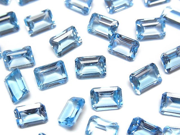 [Video]High Quality Swiss Blue Topaz AAA Loose stone Rectangle Faceted 7x5mm 2pcs