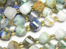[Video] High Quality! Chrysocolla AA Twist x Multiple Facets 8x7x7mm half or 1strand beads (aprx.14inch/35cm)