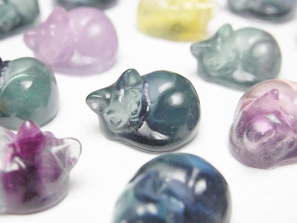 [Video] Multicolor Fluorite AAA Cat motif 11x17mm [Undrilled] 3pcs