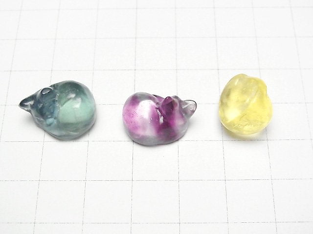 [Video] Multicolor Fluorite AAA Cat motif 11x17mm [Undrilled] 3pcs