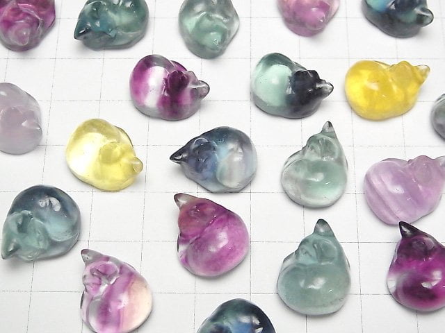 [Video] Multicolor Fluorite AAA Cat motif 11x17mm [Undrilled] 3pcs