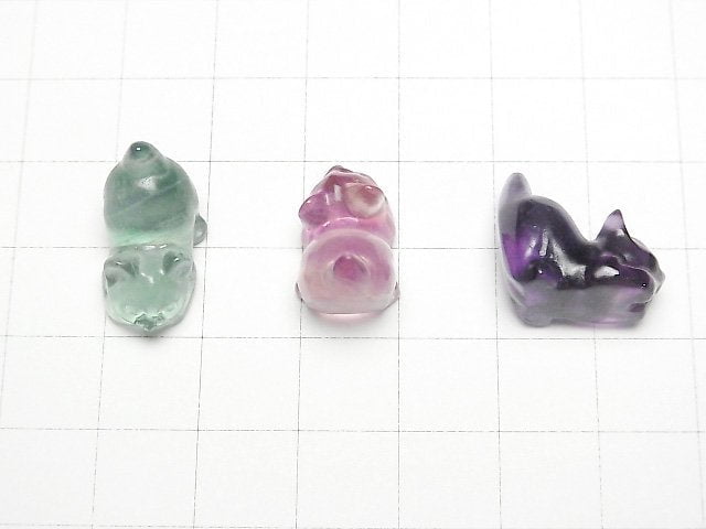 [Video] Multicolor Fluorite AAA Cat motif 15x18mm [Undrilled] 3pcs