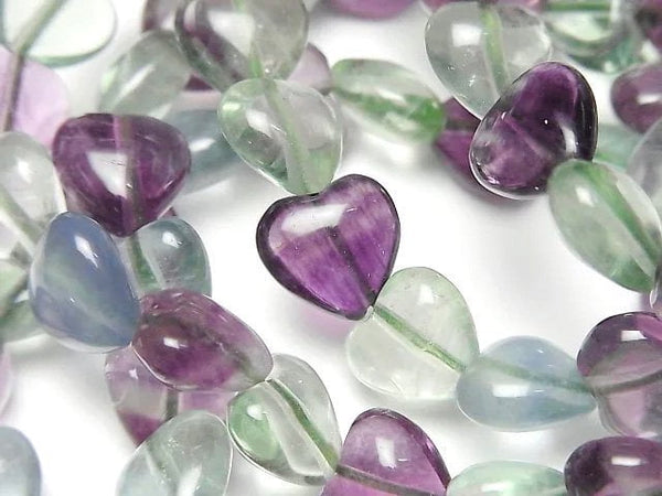 [Video] Multicolor Fluorite AAA Vertical Hole Heart Shape 10mm Bracelet