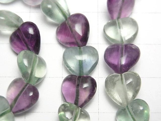 [Video] Multicolor Fluorite AAA Vertical Hole Heart Shape 10mm Bracelet