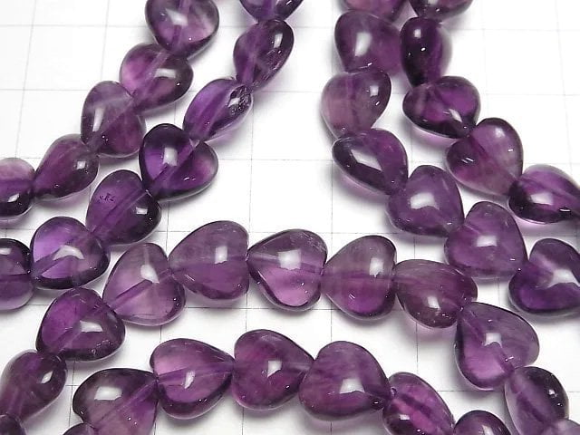 [Video] Purple Fluorite AAA Vertical Hole Heart Shape 10mm Bracelet