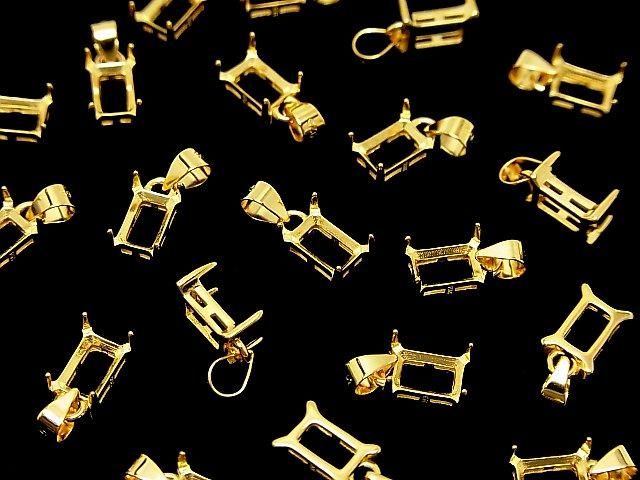 [Video] Silver925 Pendant Frame Rectangle Faceted 6x4mm 18KGP 1pc