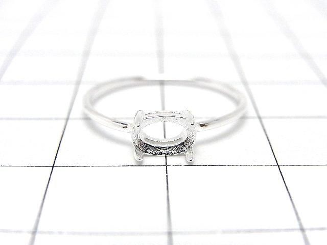 [Video] Silver925 Ring Frame (Prong Setting) Sideways Oval Faceted 6x4mm Size 11 No Coating 1pc